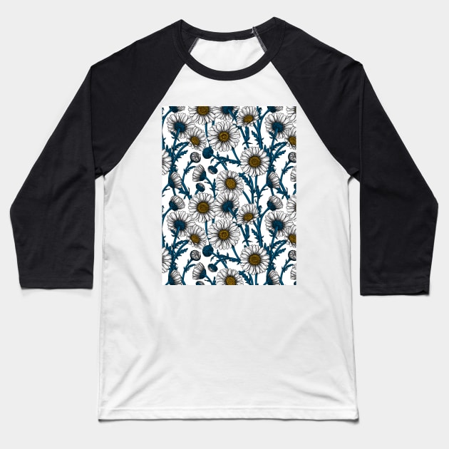 Daisies on white Baseball T-Shirt by katerinamk